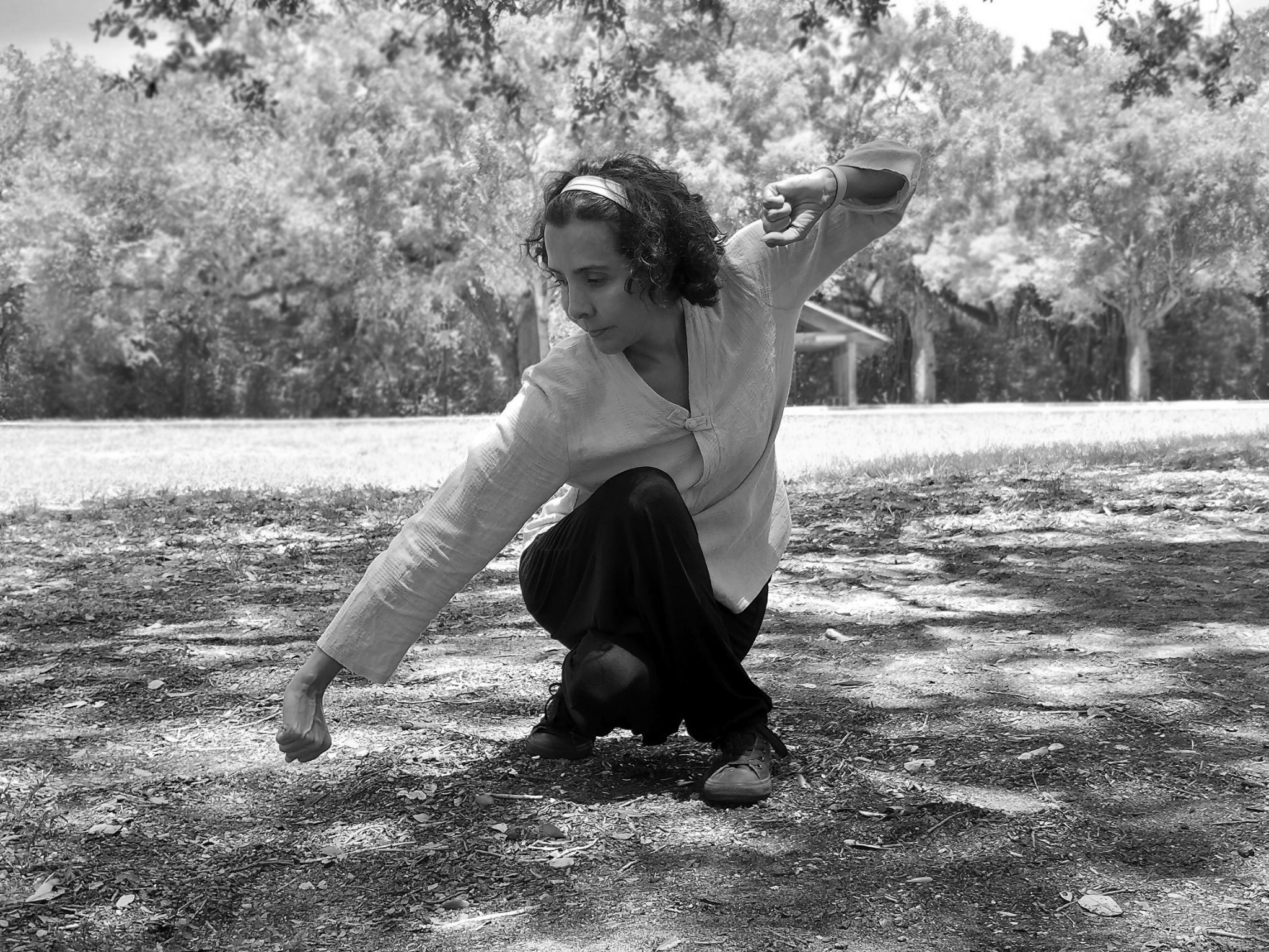 Kai Nan practicing Tai Chi outdoors